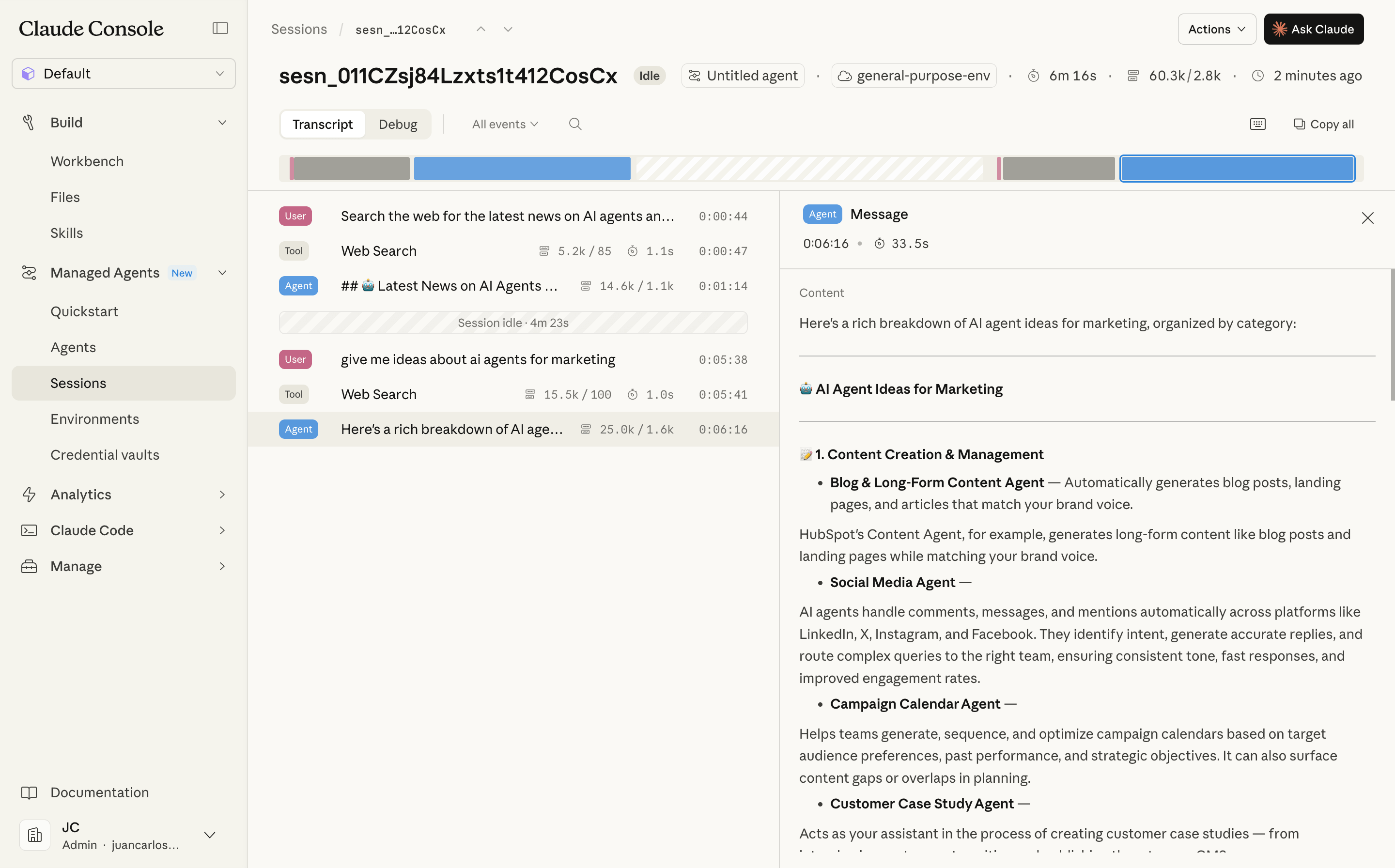 Claude Managed Agents Session Example